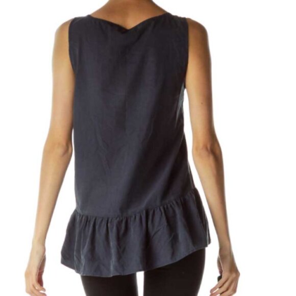 Zara Navy Sleeveless Peplum Blouse - Picture 3 of 3